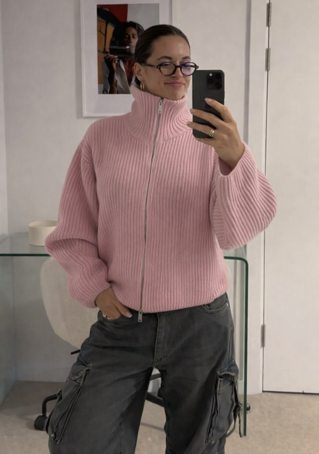 Nicole Oversized Ribbed Zip-Up Sweater