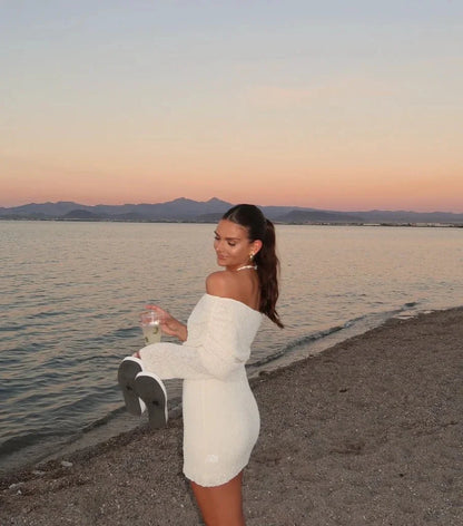 Jasmine Off-Shoulder Bodycon Strickkleid