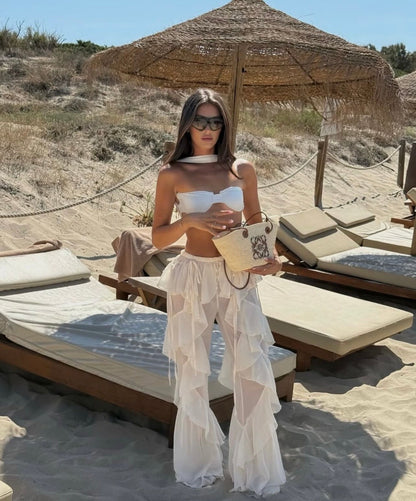 Sienna High Waist Rüschenweite Hosen