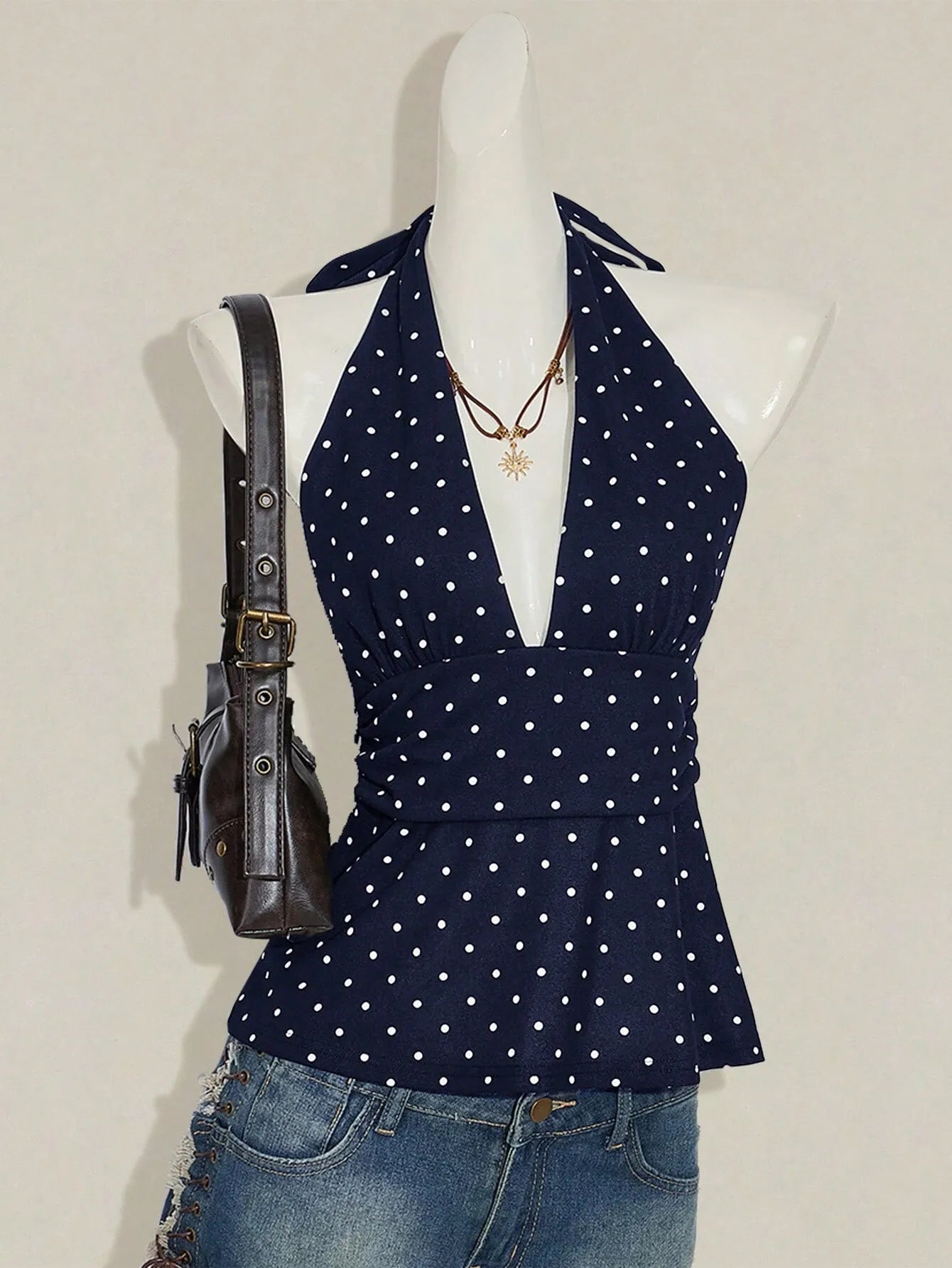 Sophia Polka Dot Halter Camisole