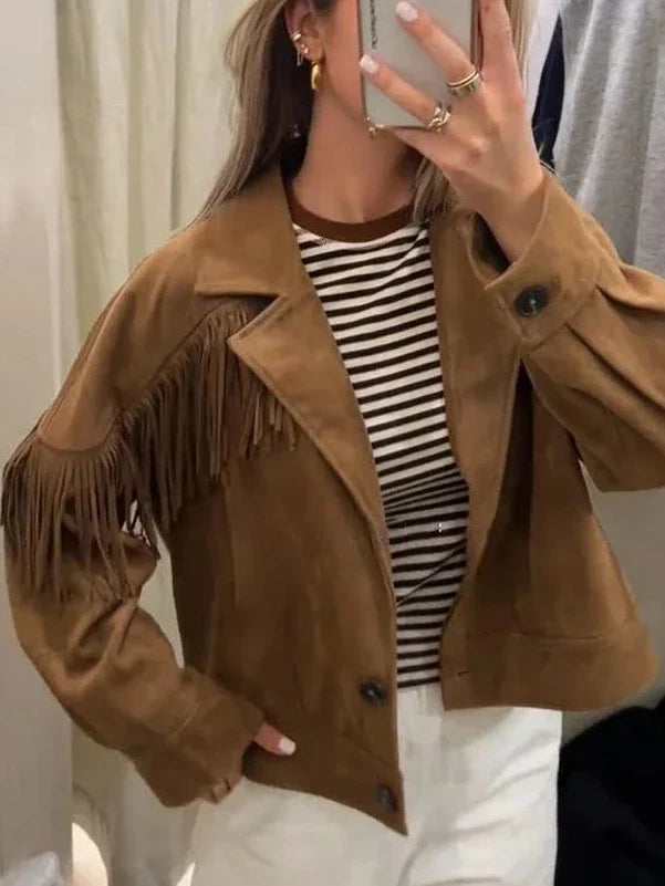 Denise Wildleder Revers Kurzjacke