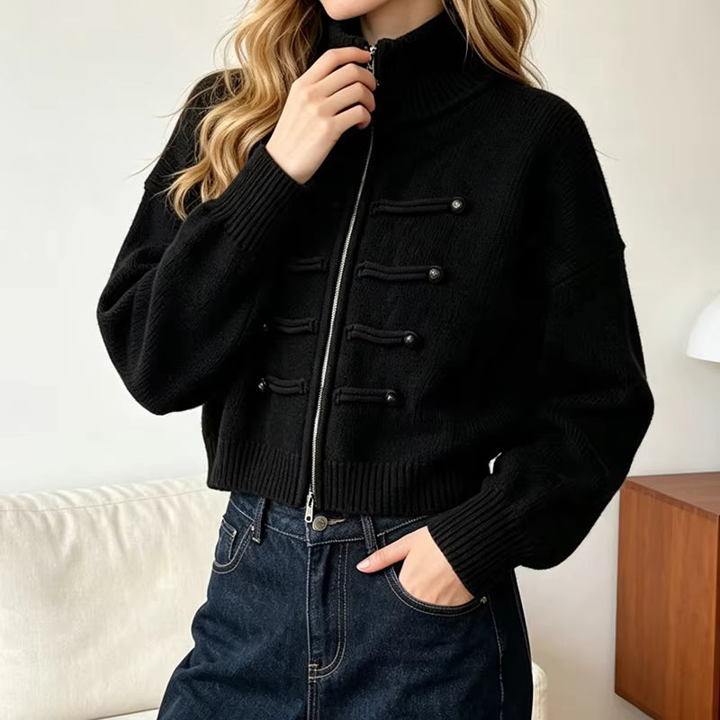Amelia Rollkragen Reißverschluss Strickcardigan