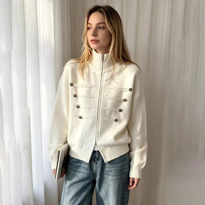Amelia Rollkragen Reißverschluss Strickcardigan