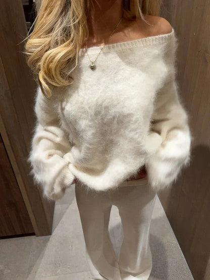 Lara Schulterfreier Mohair-Pullover