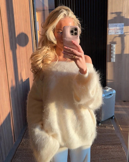 Lara Schulterfreier Mohair-Pullover