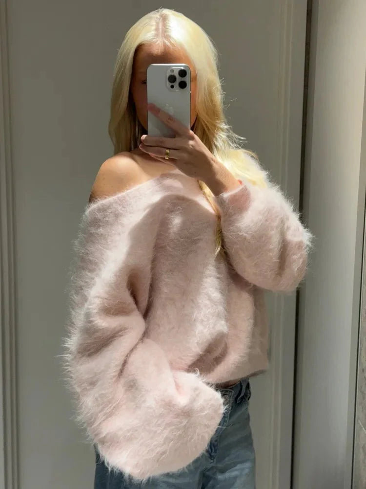 Lara Schulterfreier Mohair-Pullover