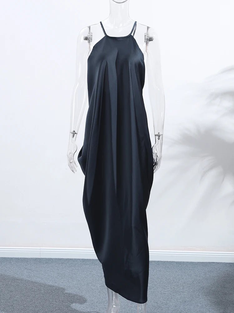 Indira Satin Neckholder Maxikleid
