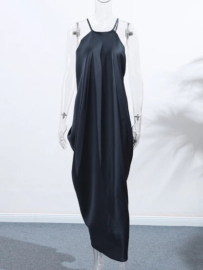 Indira Satin Neckholder Maxikleid