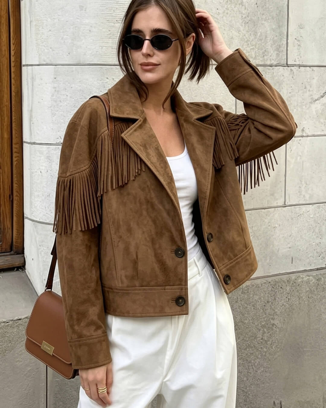 Denise Wildleder Revers Kurzjacke