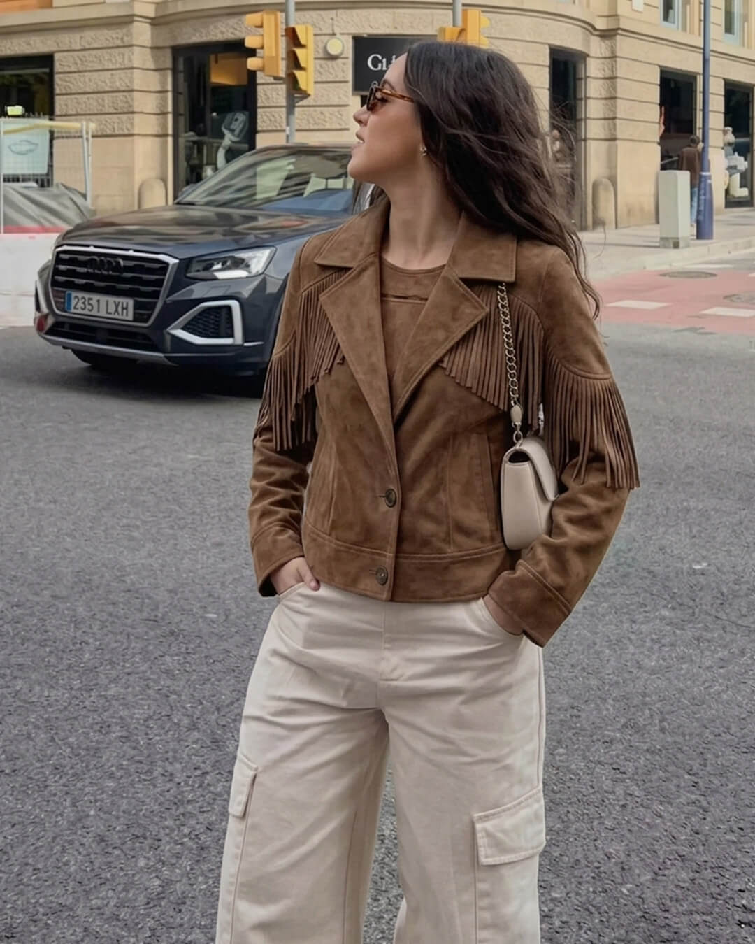 Denise Wildleder Revers Kurzjacke