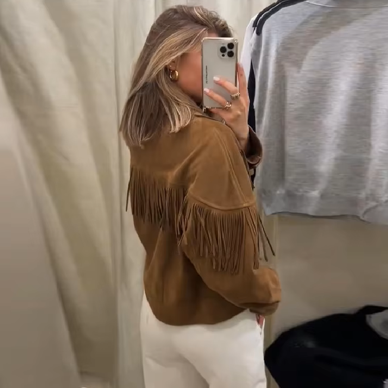 Denise Wildleder Revers Kurzjacke