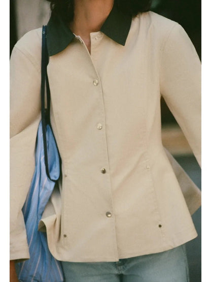 Fiona Kontrastkragen Peplum-Jacke