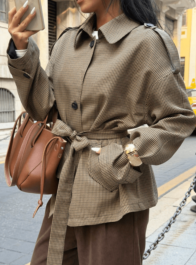 Mary Houndstooth Plaid Blazer