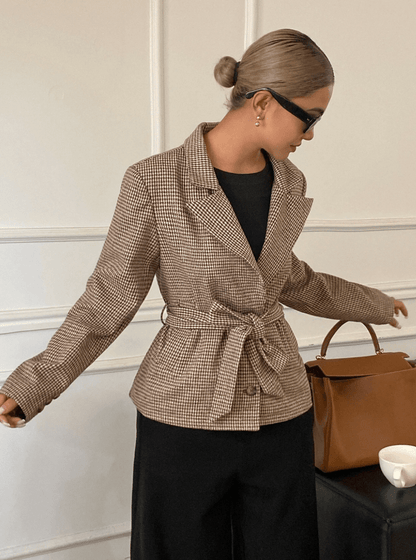 Mary Houndstooth Plaid Blazer