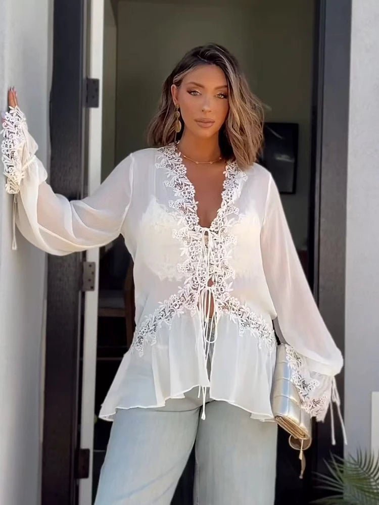 Imogen Spitzen-Cardigan Top