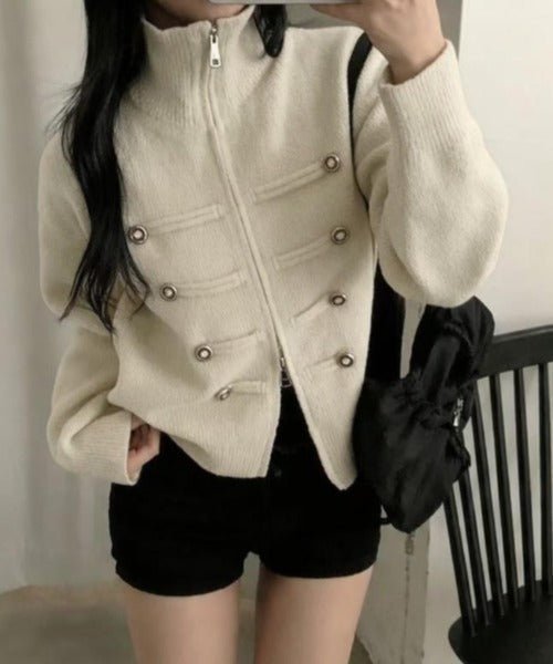Amelia Rollkragen Reißverschluss Strickcardigan