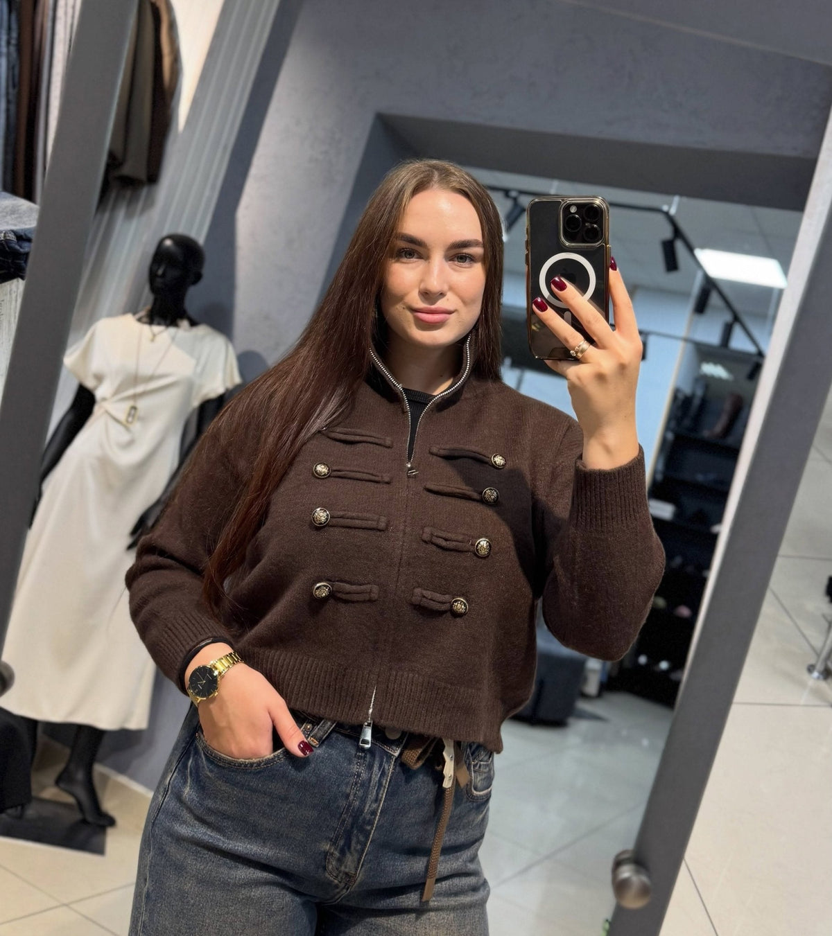 Amelia Rollkragen Reißverschluss Strickcardigan
