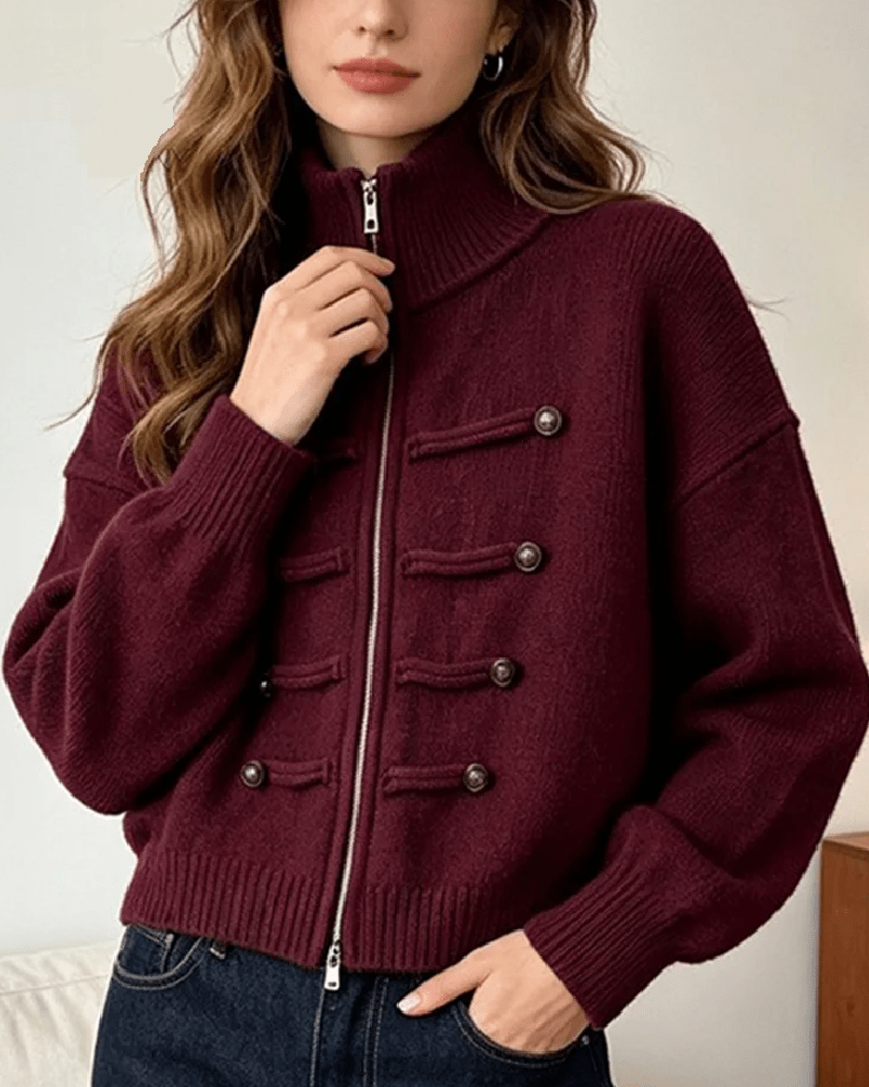 Amelia Rollkragen Reißverschluss Strickcardigan