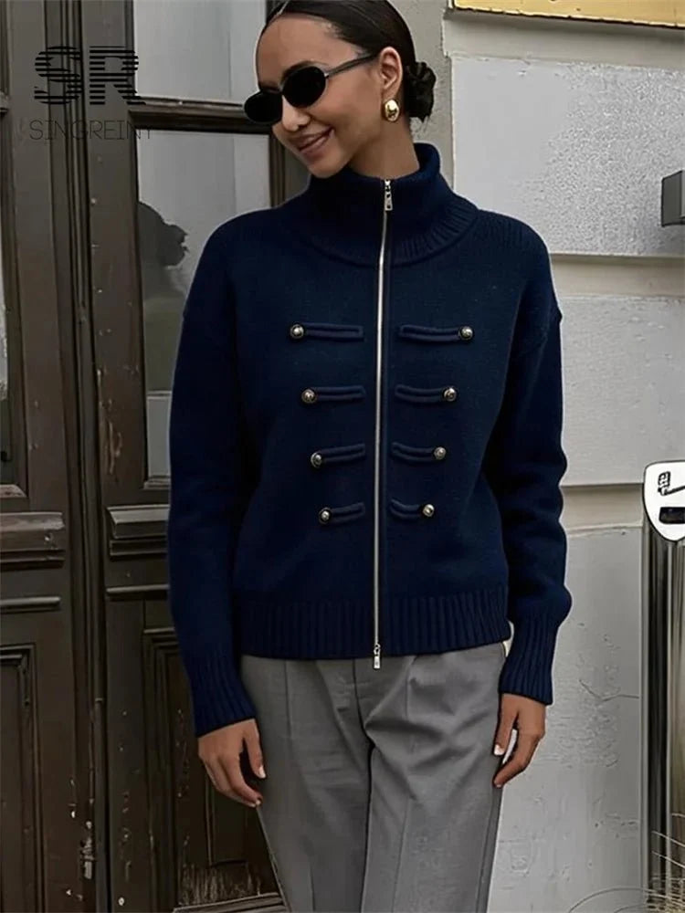 Amelia Rollkragen Reißverschluss Strickcardigan