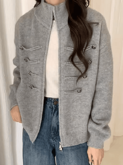 Amelia Rollkragen Reißverschluss Strickcardigan
