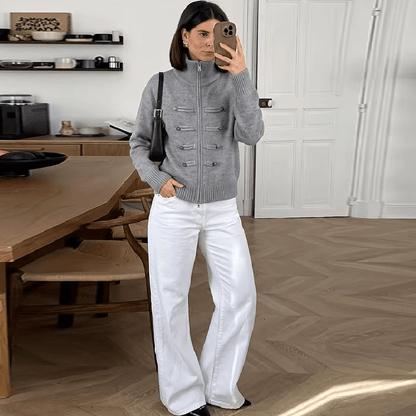 Amelia Rollkragen Reißverschluss Strickcardigan