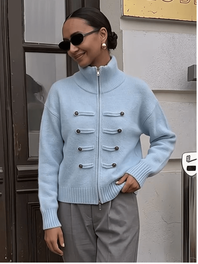 Amelia Rollkragen Reißverschluss Strickcardigan