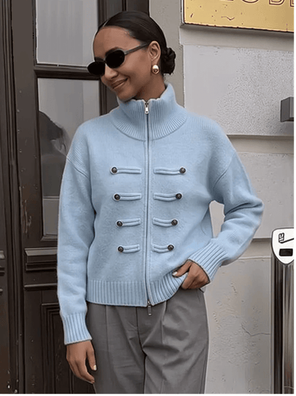 Amelia Rollkragen Reißverschluss Strickcardigan