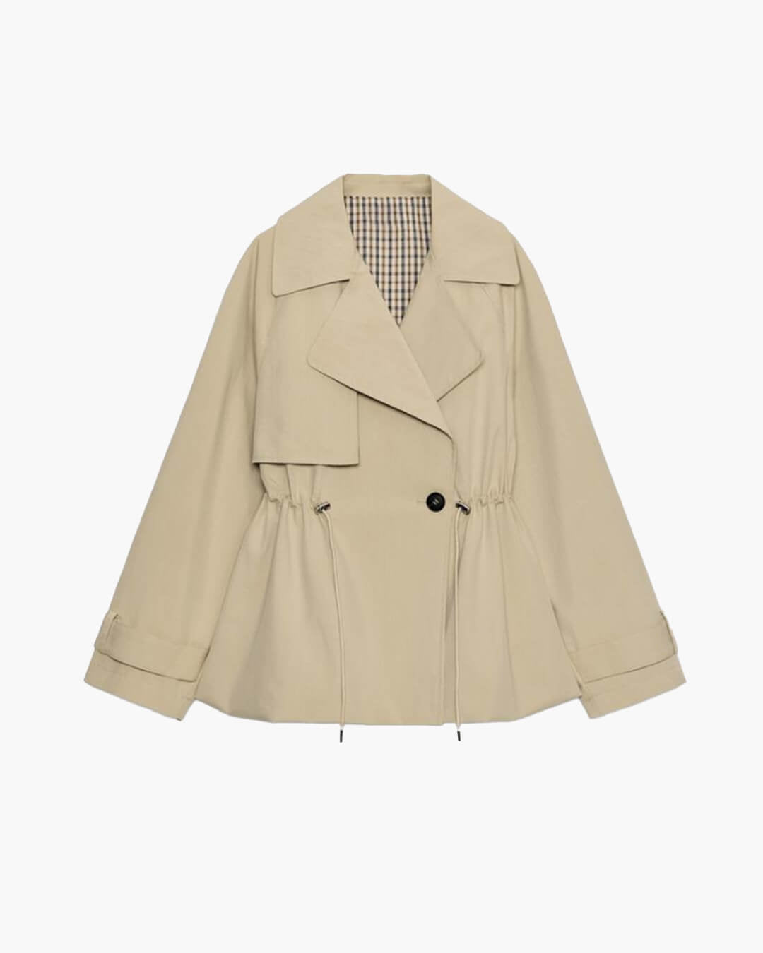 Maria Lapel Collar Drawstring Trench Coat