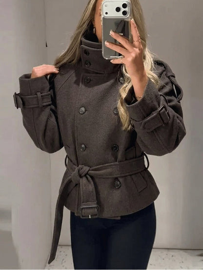 Alicia Zweireihiger Mantel mit Gürtel
