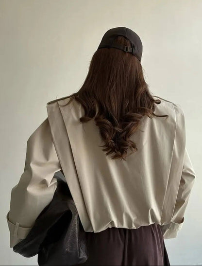 Isabel Pleated High Collar Trench Coat