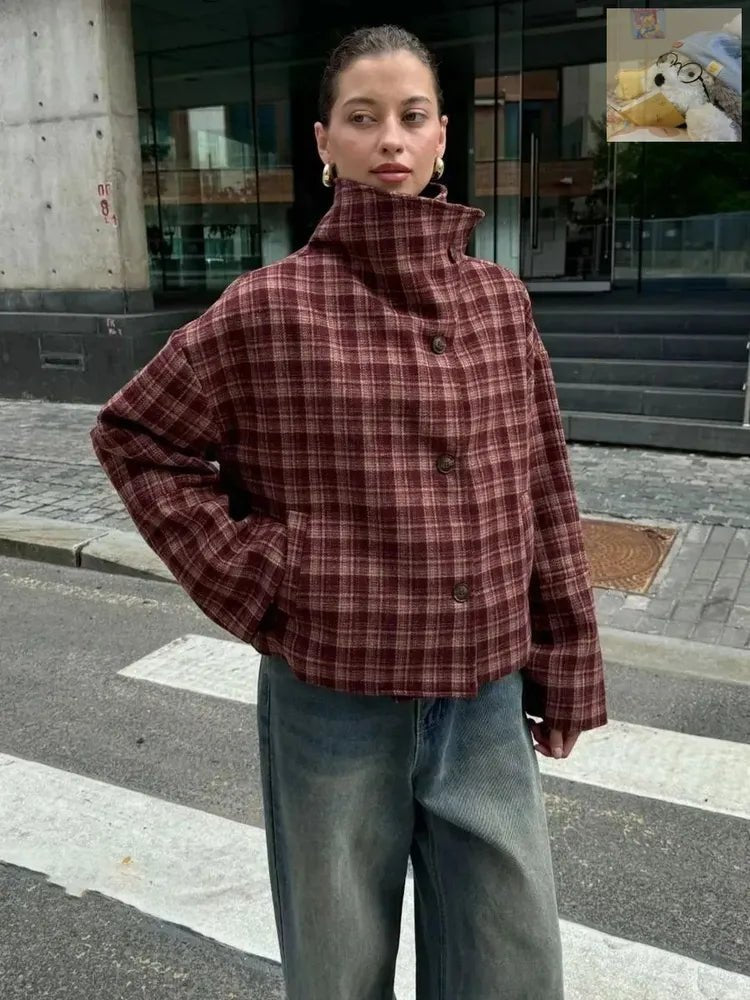 Jane Stehkragen Kariert Wollmixmantel