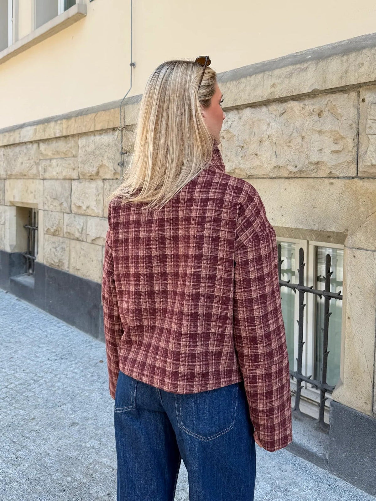 Jane Stehkragen Kariert Wollmixmantel