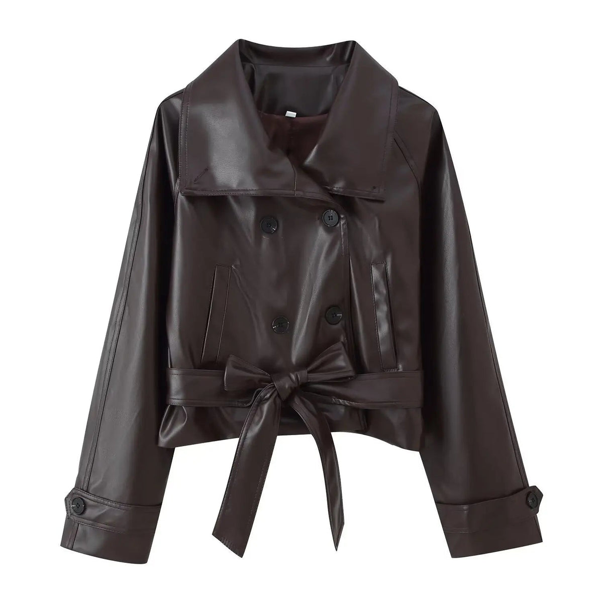 Rose Kunstleder Trench mit Schnürdetail