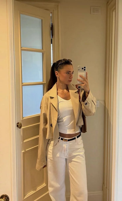 Carmen Cropped Double Breasted Trench Coat