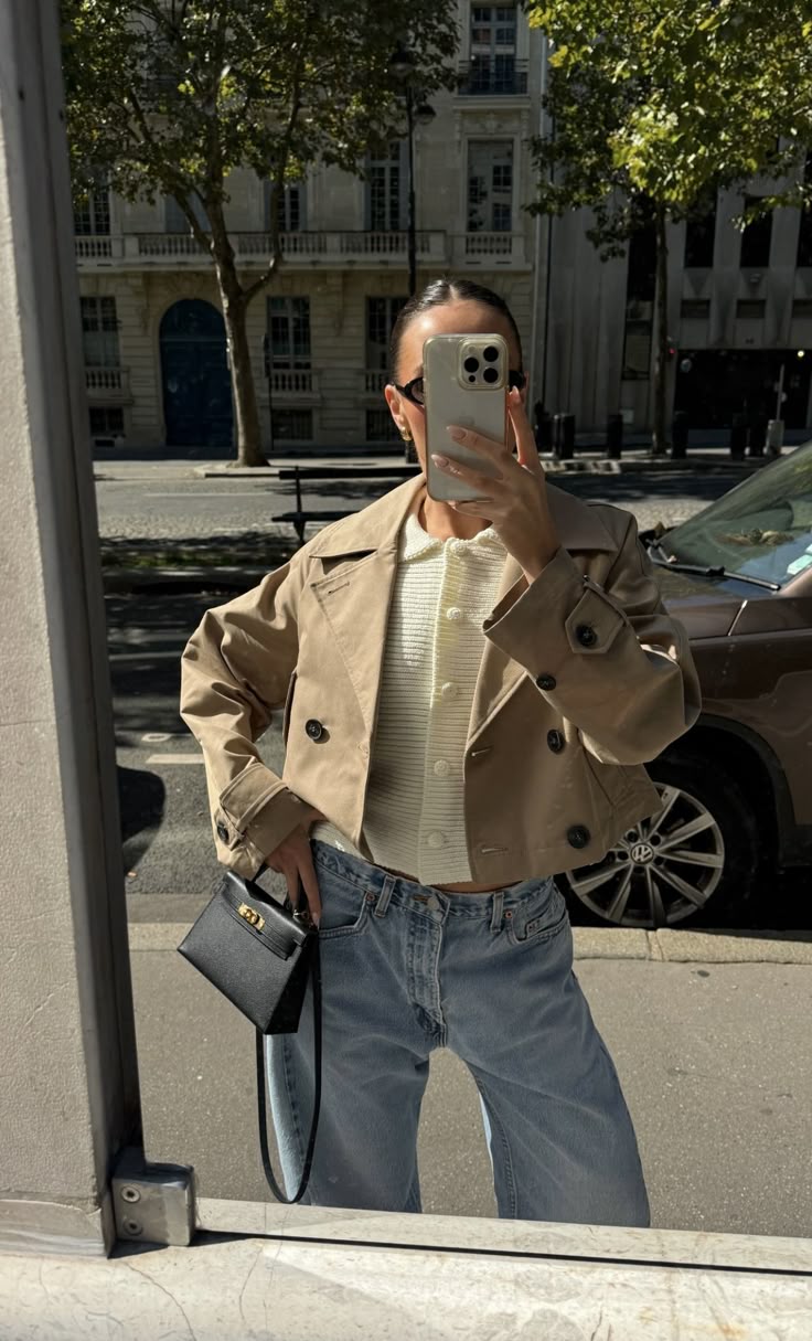 Carmen Cropped Double Breasted Trench Coat