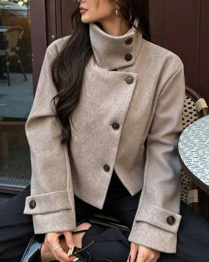 Alice Rose Buckle Stand Collar Coat