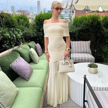 Simone Maxikleid mit Raffung