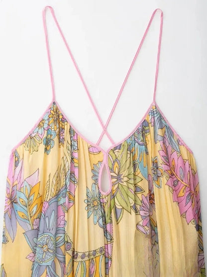 Jesse Blumen-Chiffon-Cami-Kleid