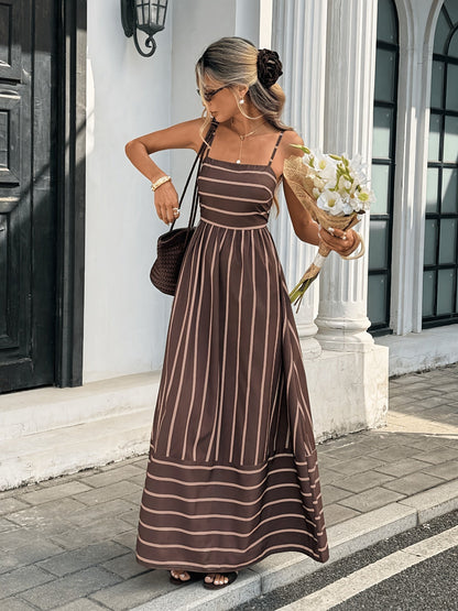 Amara Gestreiftes Leinen-Slipkleid