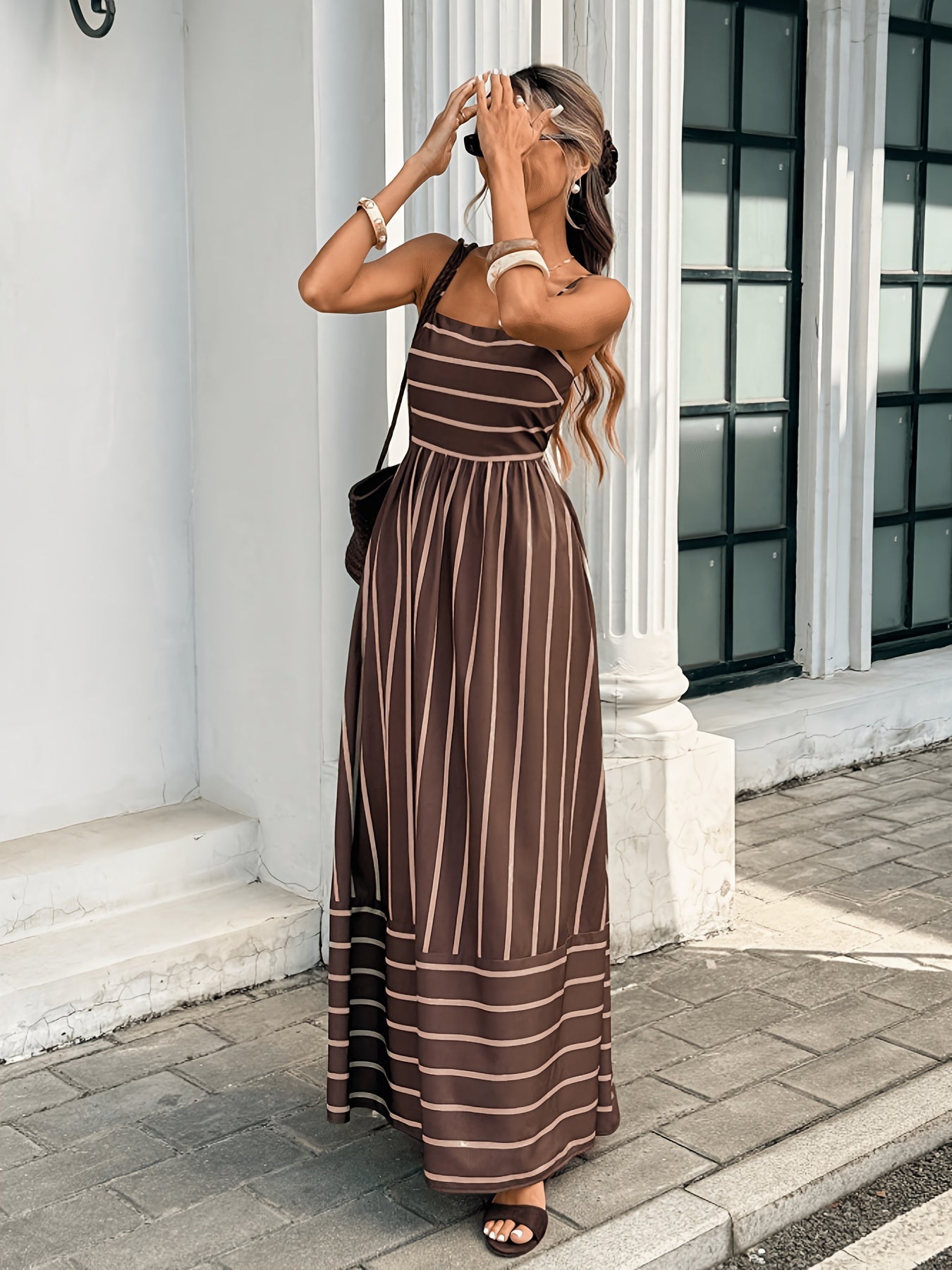 Amara Gestreiftes Leinen-Slipkleid