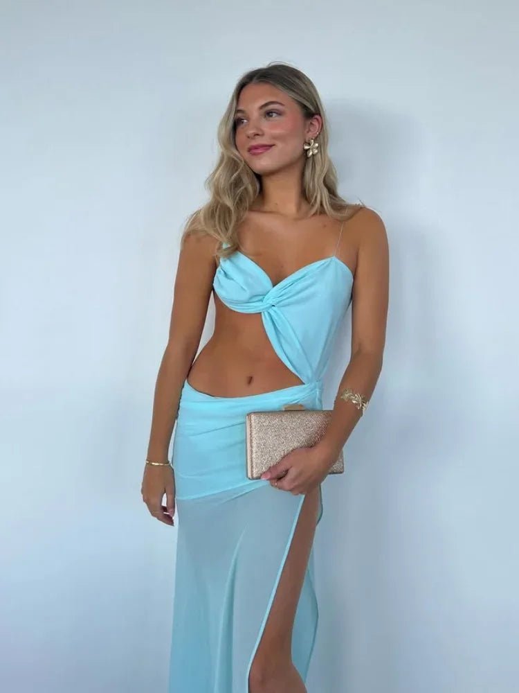 Maya Mesh Cutout Maxikleid