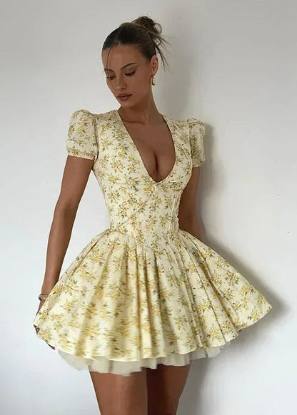 Anya V‑Ausschnitt Mini-Kleid