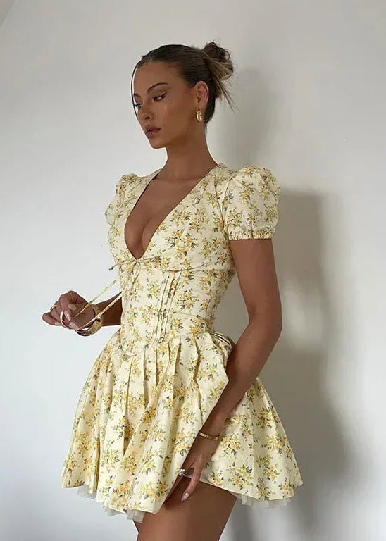 Anya V‑Ausschnitt Mini-Kleid