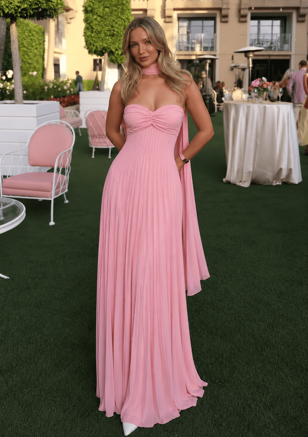 Kimberly Mesh Maxikleid mit Schal