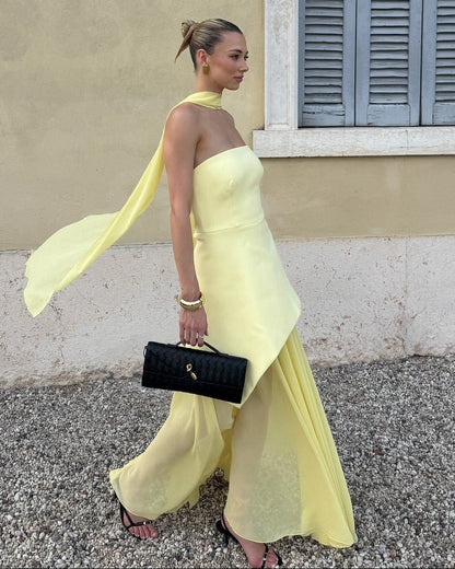 Ambre Asymmetrisches Transparentes Maxikleid