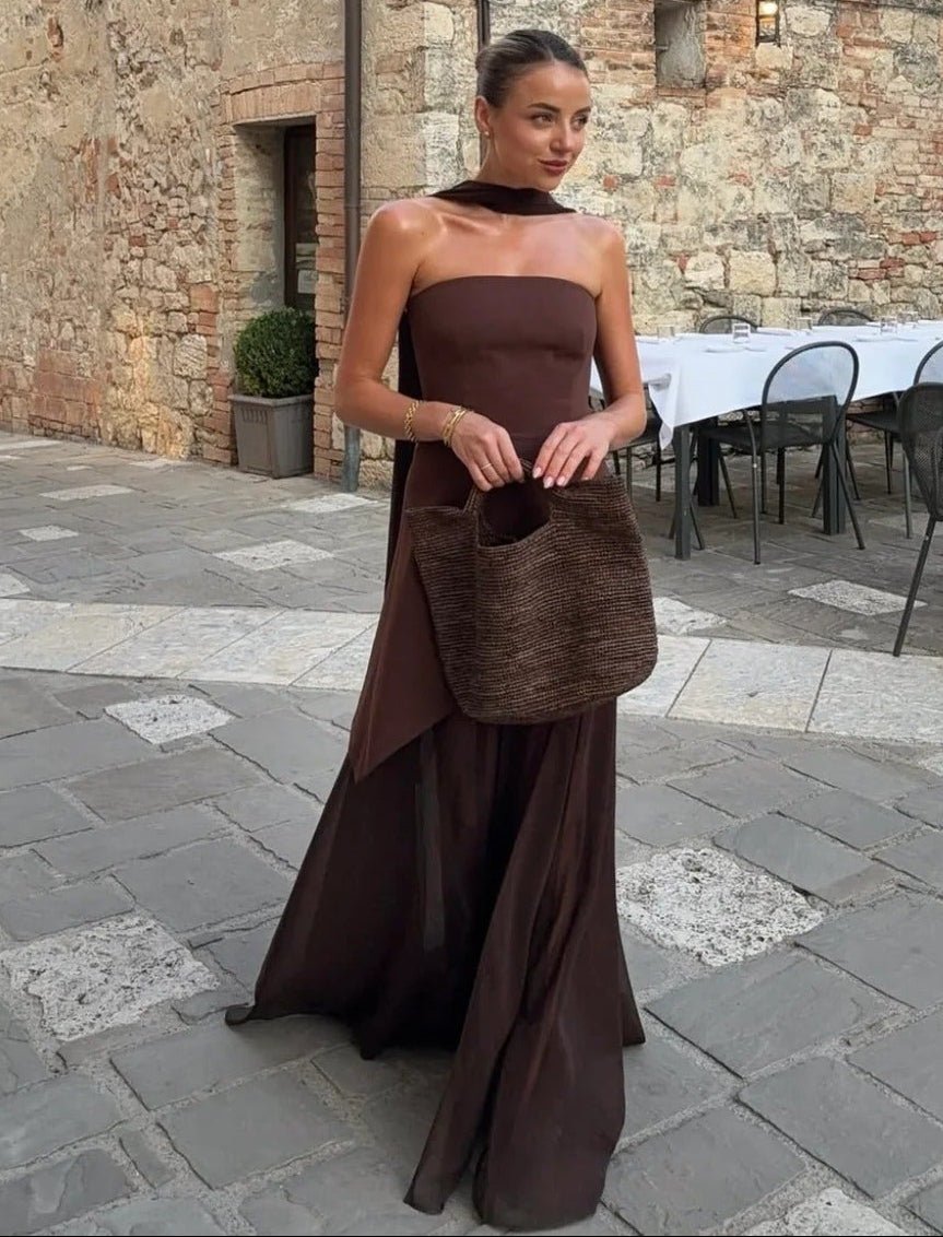 Ambre Asymmetrisches Transparentes Maxikleid