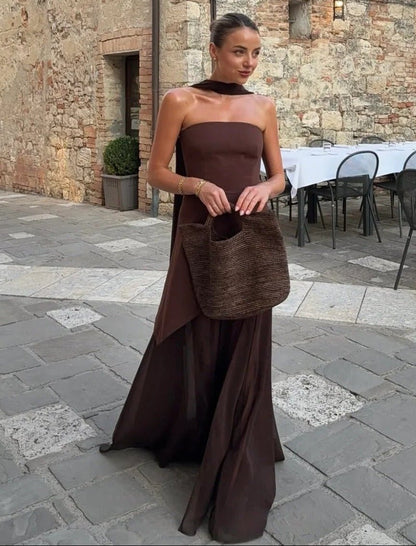 Ambre Asymmetrisches Transparentes Maxikleid