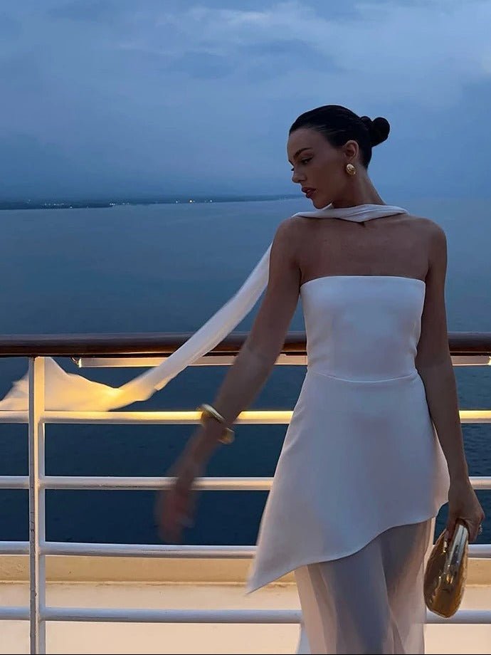 Ambre Asymmetrisches Transparentes Maxikleid