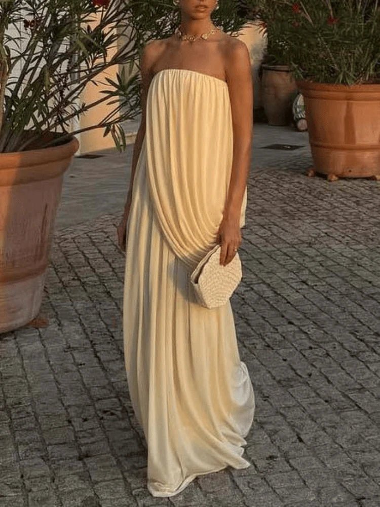 Madison Trägerloses Plissiertes Maxi-Kleid
