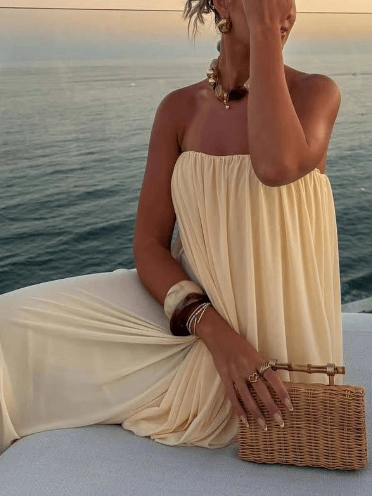 Madison Trägerloses Plissiertes Maxi-Kleid